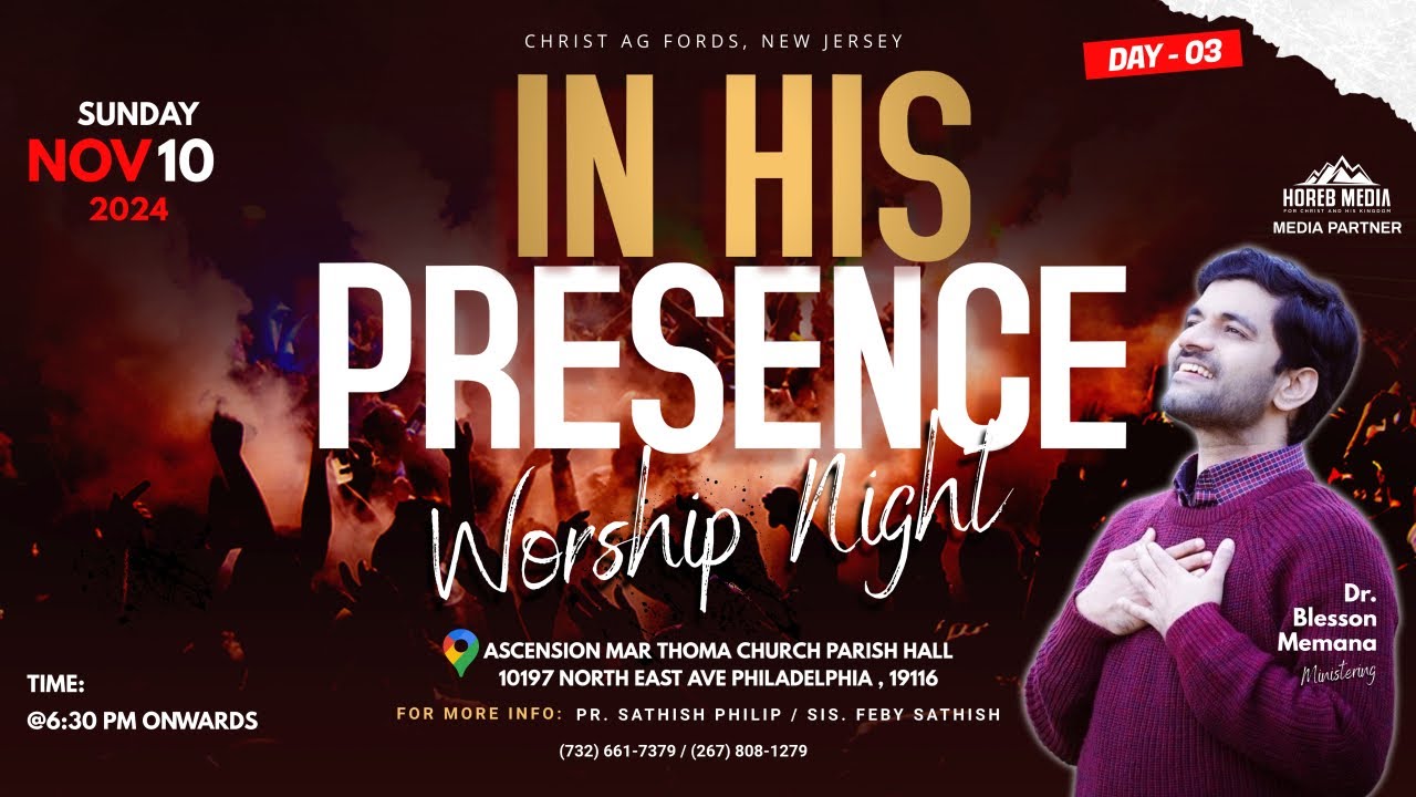 🔴 LIVE || DAY 03 || BLESSON MEMANA || IN HIS PRESENCE || WORSHIP NIGHT || CHRIST AG