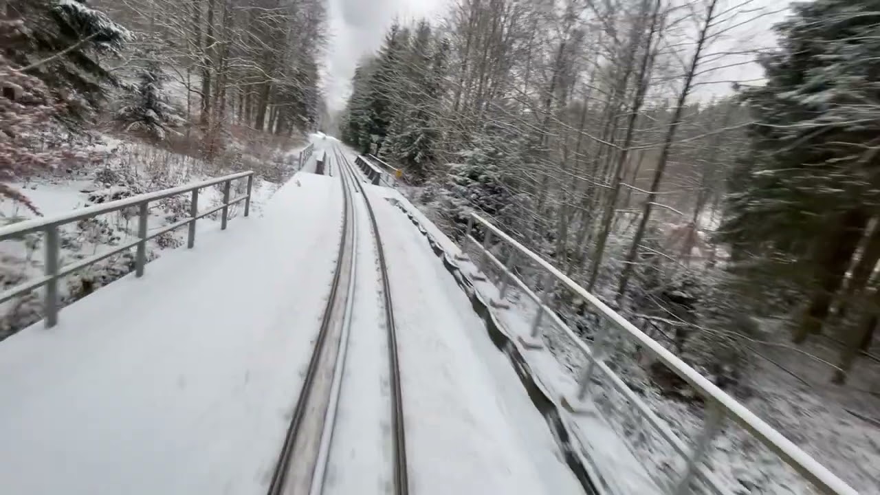 Teil 8: Eisenbahn-Winterfahrt Weißeritztalbahn mit Dampflok nach Kurort Kipsdorf, Osterzgebirge
