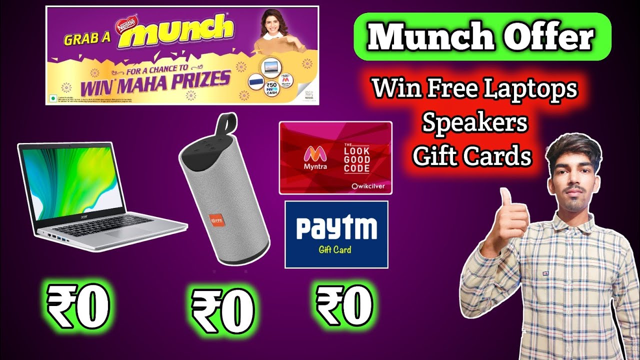 Get free laptops,, bluetooth speaker,, gift cards || Munch SMS offer || Win Free Products