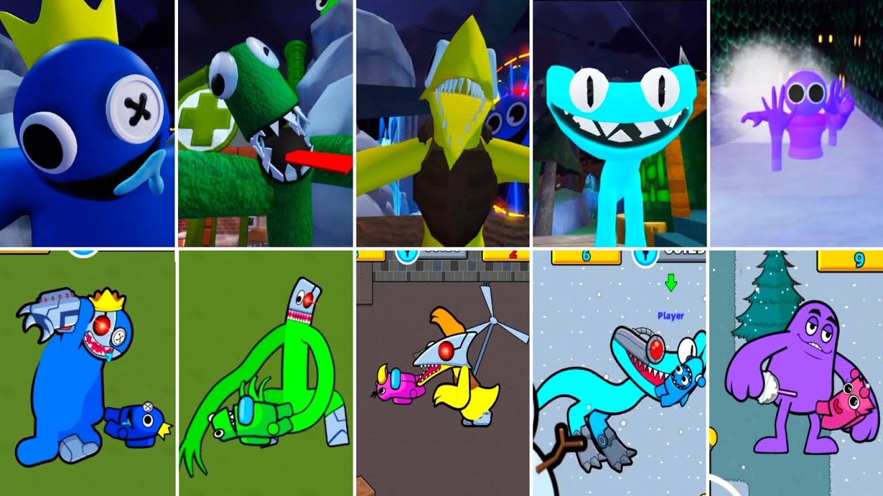 Rainbow friends chapter 2 all Monsters Jumpscars V's Rainbow Milkshake all Monsters Jumpscars 