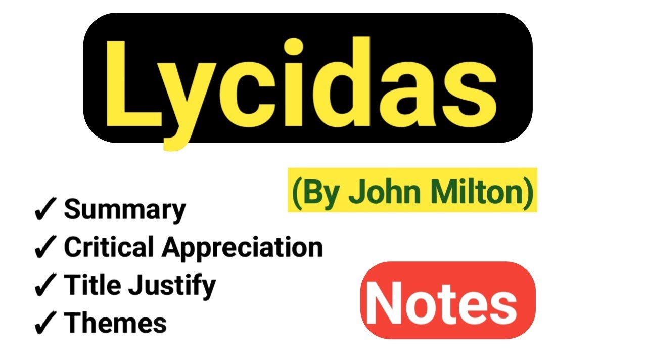 Lycidas by John Milton Notes || lycidas by john milton summary || lycidas poem by john milton || 