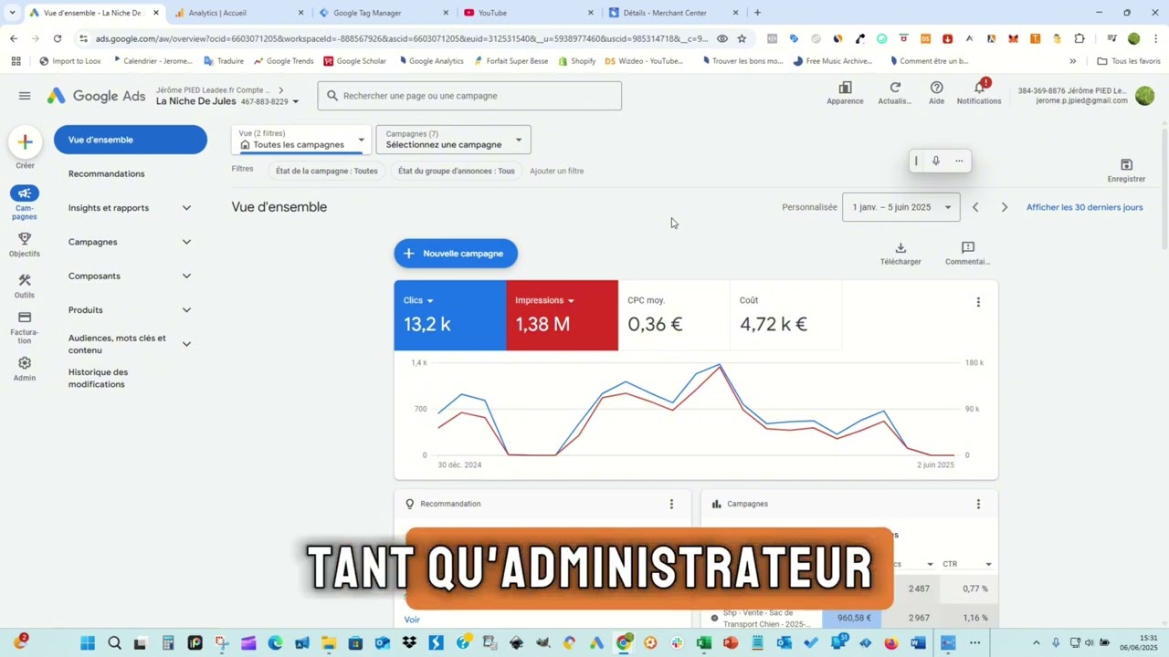 🔑 Comment ajouter un administrateur &agrave; votre compte Google Ads | Tuto AGENCE DA'COM 🧡