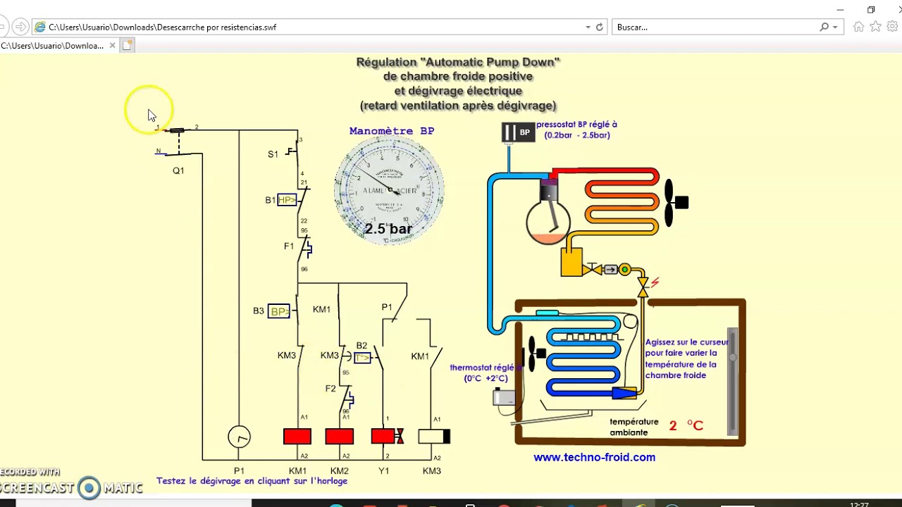 Esquema eléctrico instalación frigorífica con desescarche por resistencias