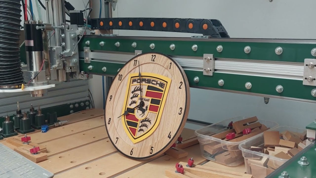Using a CNC Router to Make Porsche Logo Wall Clock