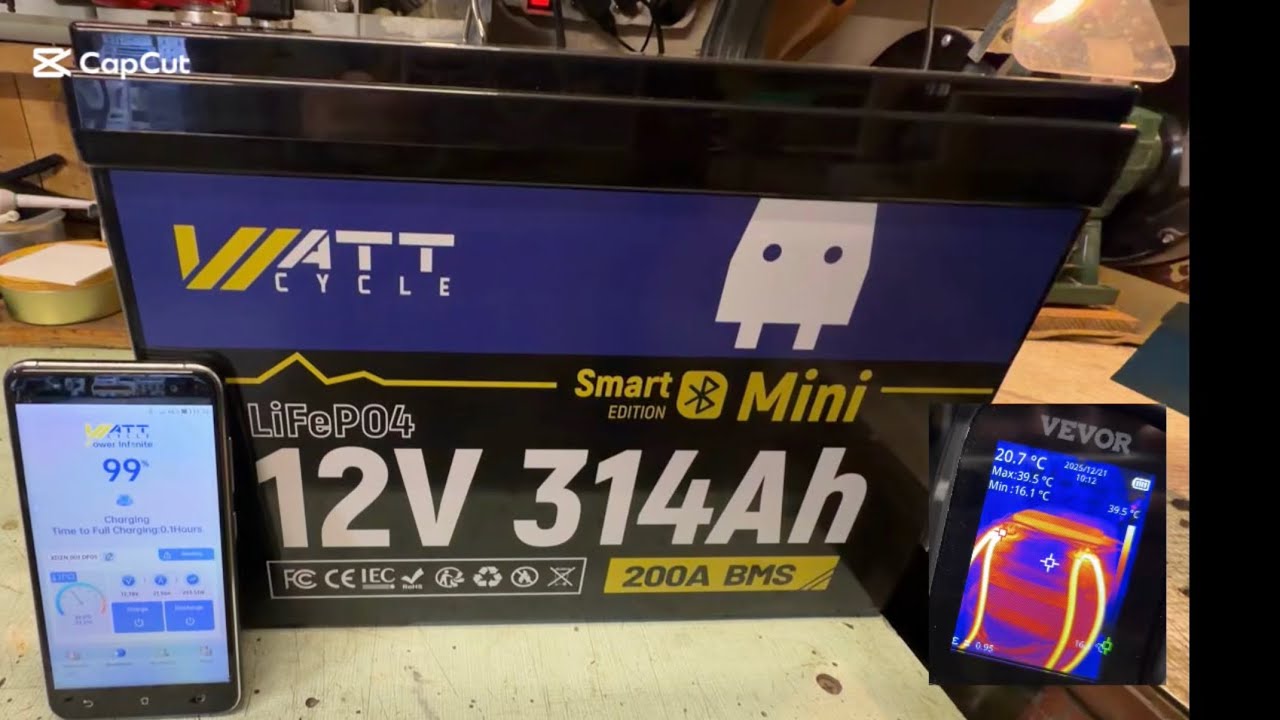 LiFePO4  WATTCYCLE 12V/314Ah Smart mini 1/3  video