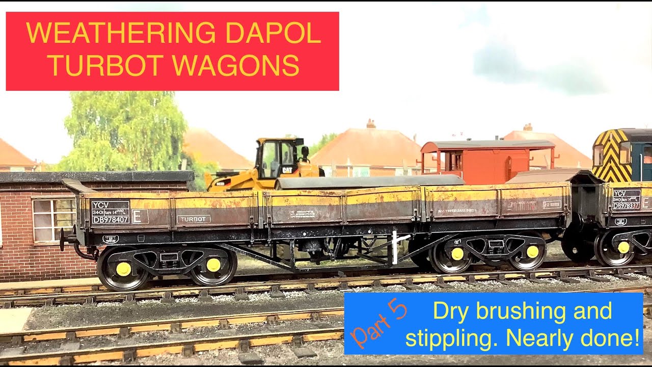 Model Trains 142 - Weathering Dapol O Gauge Turbot Wagons Part 5. Dry Brushing And Stippling