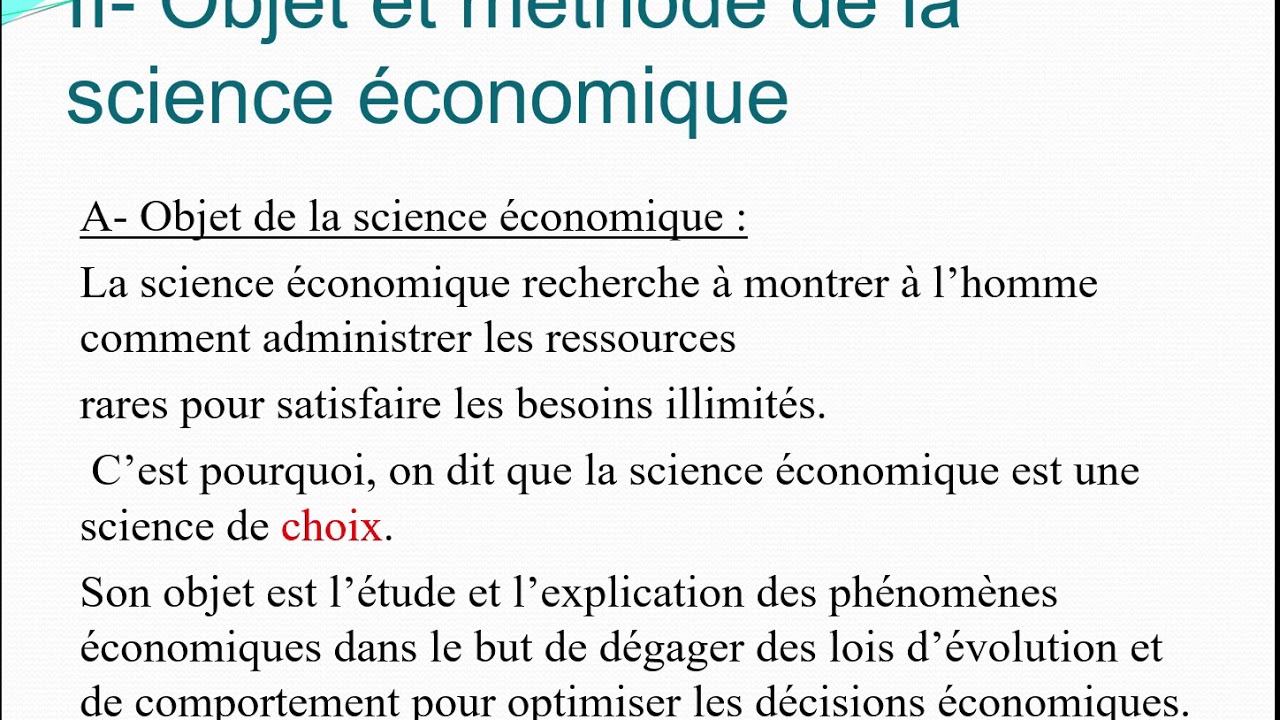 ECONOMIE GÉNÉRALE :Fondements de base de la science économique.