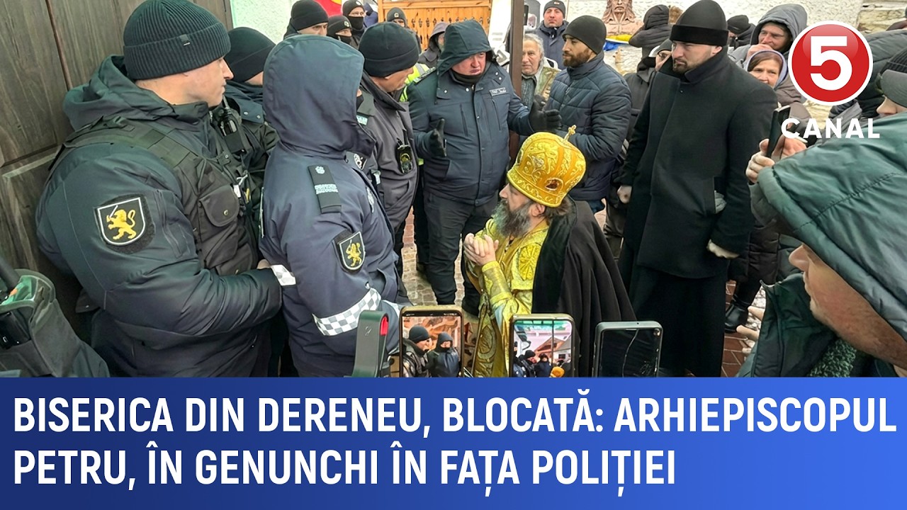 Biserica din Dereneu, blocată: Arhiepiscopul Petru, în genunchi în fața poliției