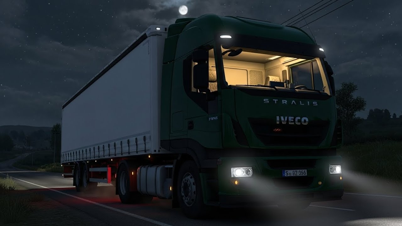 Driving an Iveco Stralis in Romania at night - Euro Truck Simulator 2