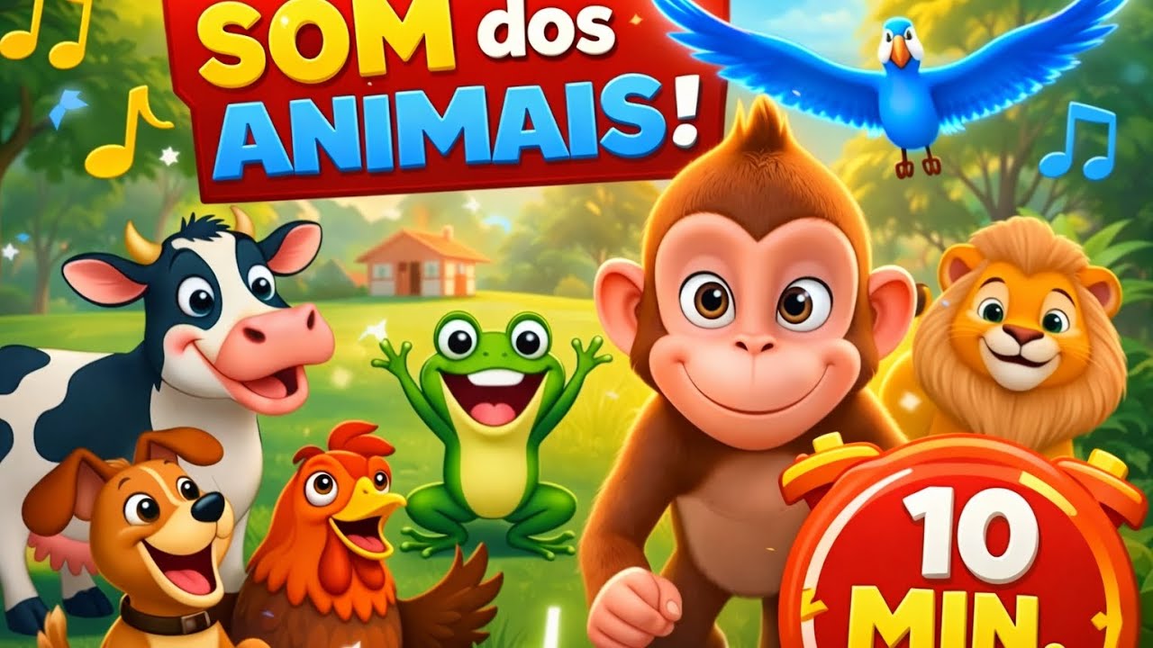 🦁 Sons dos Animais | Música Infantil Divertida 🐮🐶 | 10 MIN
