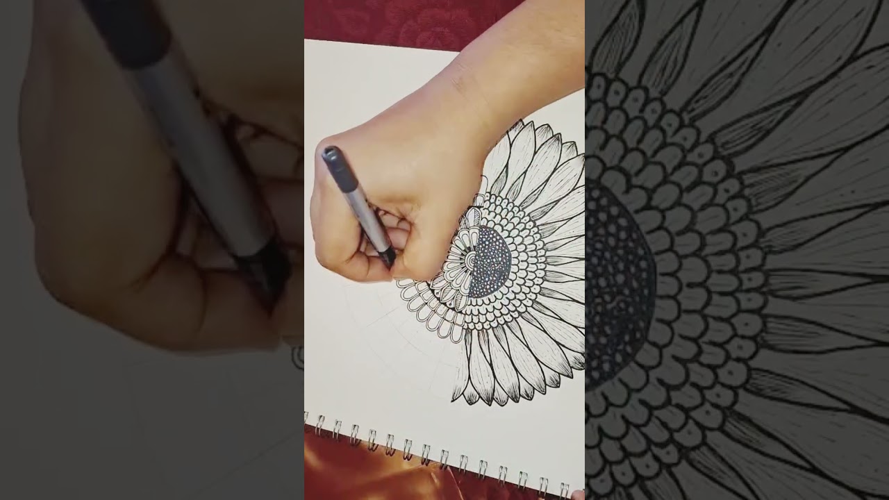 Sunflower🌻 Mandala Art#mandalaart #art #doodle #drawing #pencildrawing #relaxing 
