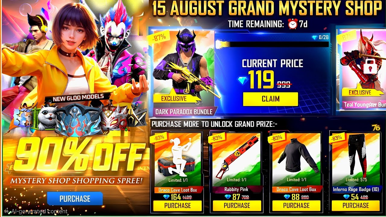15 August Event,Mystery Shop,Evo Bundle Confirm🤩🔥|Free Fire New Event | Ff New Evevnt |New Event Ff