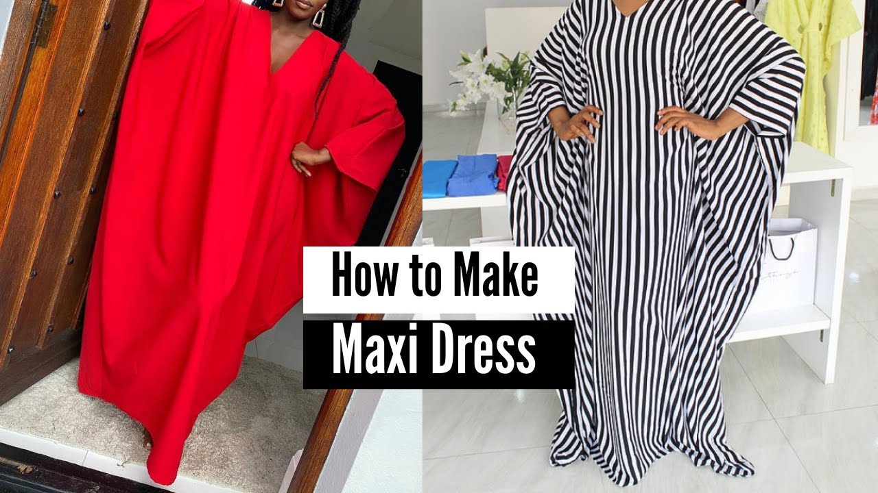How to cut and sew BUBU GOWN|Kaftan dress with RHINESTONE DECORATION
