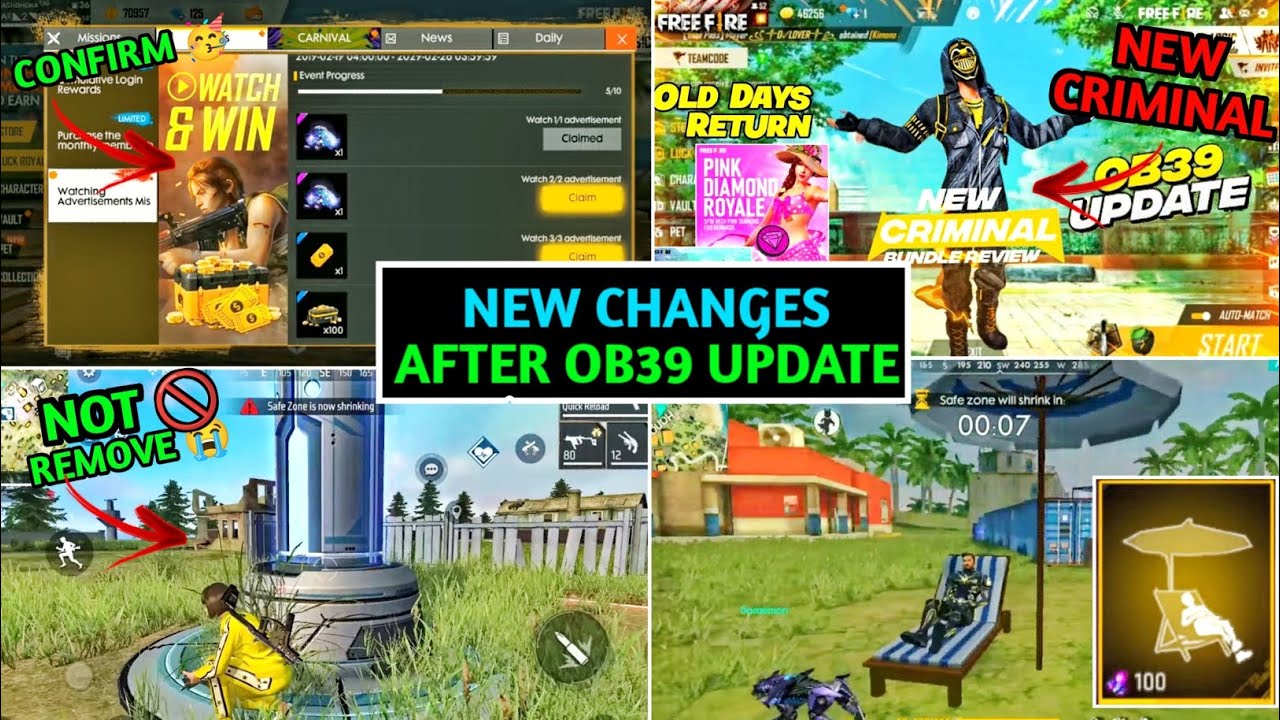 OB39 UPDATE FREE FIRE 🤯 | FREE FIRE OB 39 UPDATE CHANGES | FREE FIRE NEW UPDATE |FREE FIRE NEW EVENT