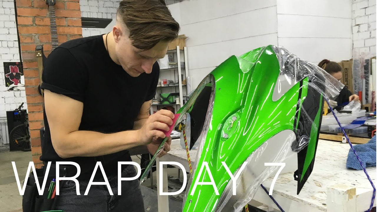 Wrap Day 7 &ndash;  Переклейка мотоцикла, фары в фотохром пленку, установка резинок на Vesta