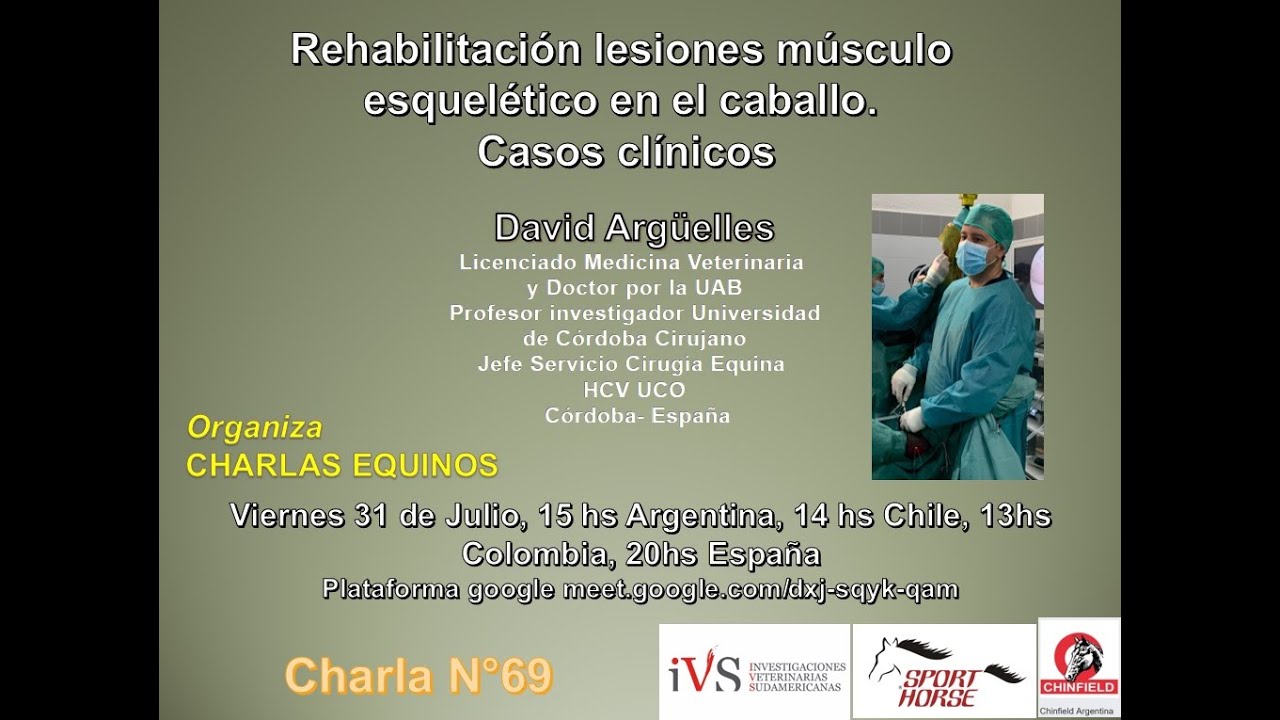 CHARLAS EQUINOS Rehabilitación de lesiones músculo esqueléticas en caballos, casos clínicos
