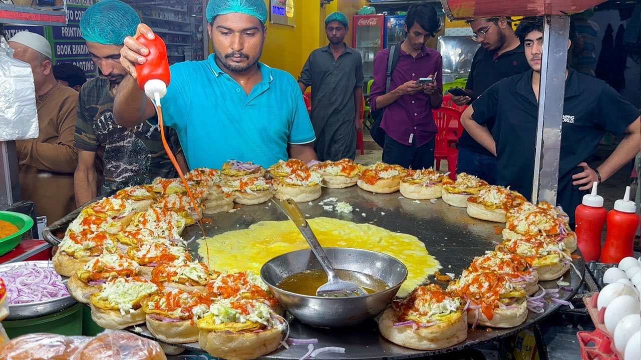 CLASSIC BURGER MAKING | Shami Egg Anda Bun Kabeb | Fastest Making Skills of Street Food Bun kabab