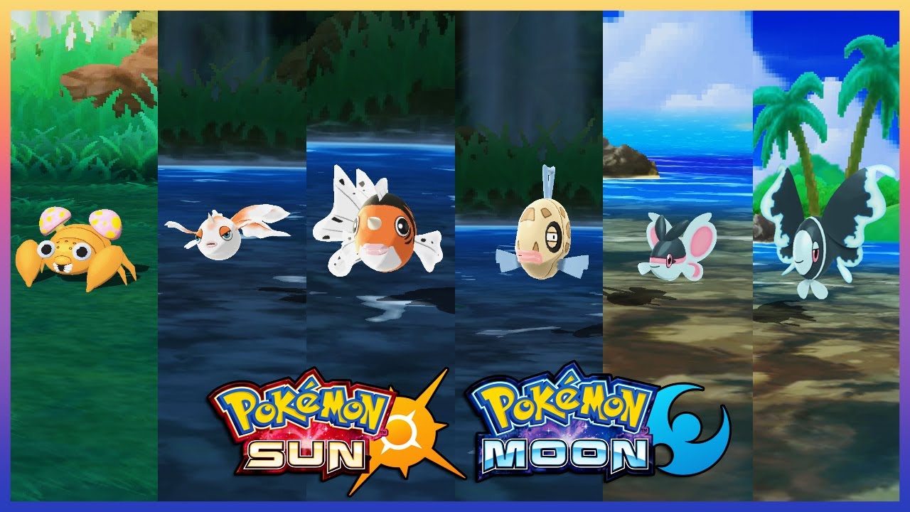 Pokemon Sun & Moon - Paras,Goldeen,Seaking,Feebas,Finneon & Lumineon Locations