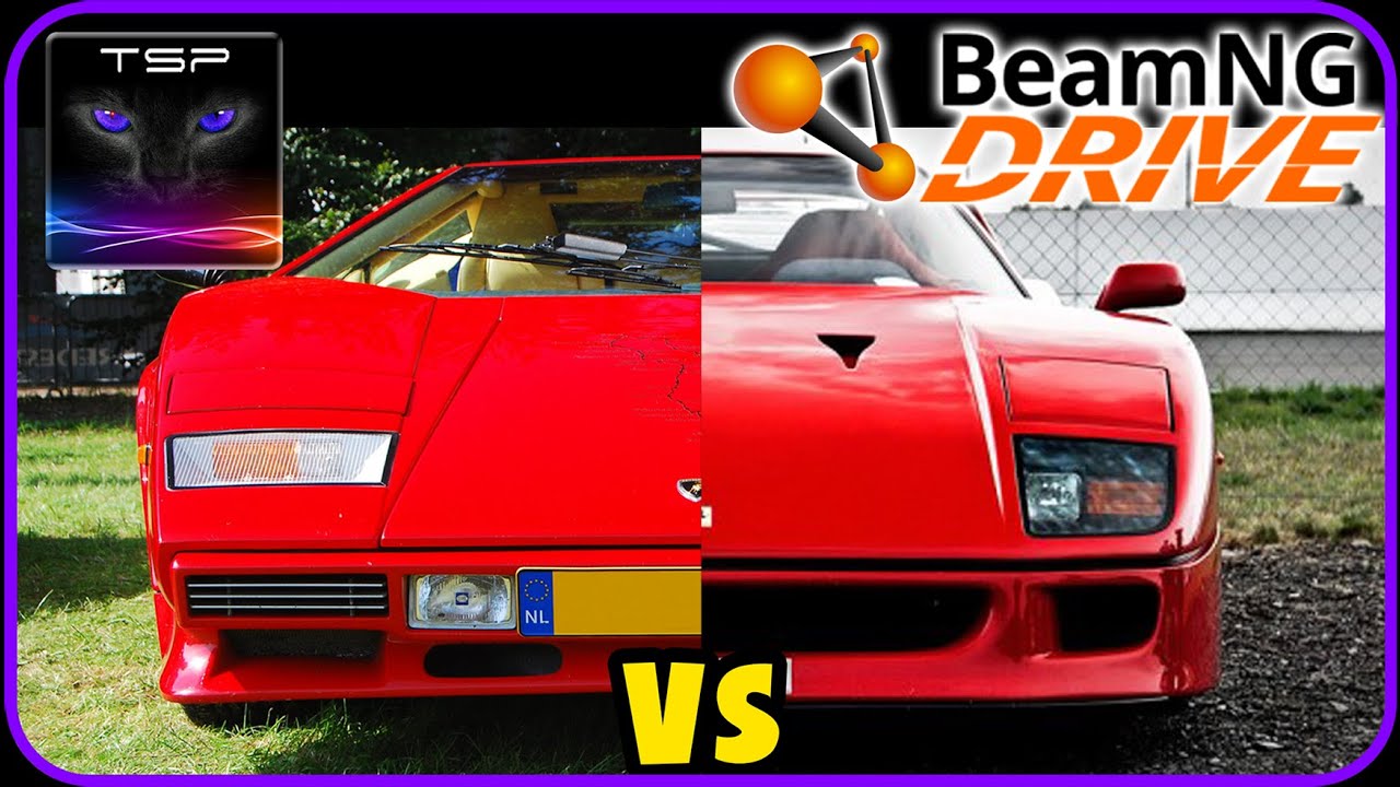 BeamNG drive Crash Compilation - LAMBORGHINI Countach vs FERRARI F40 Crashes