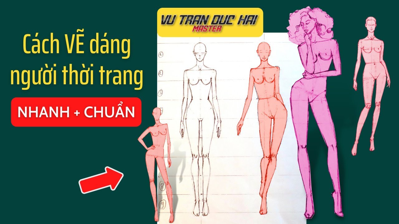47 - Cách vẽ 5 dáng người thời trang NHANH ĐẸP CHUẨN/ How to draw a fashion figure