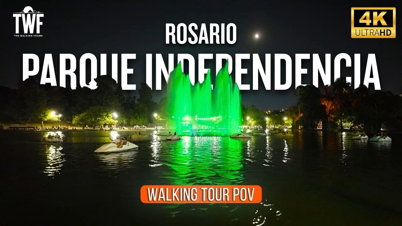 Paseo Nocturno por Rosario | Parque Independencia | Walking Tour POV 4K | Sonido Ambiente