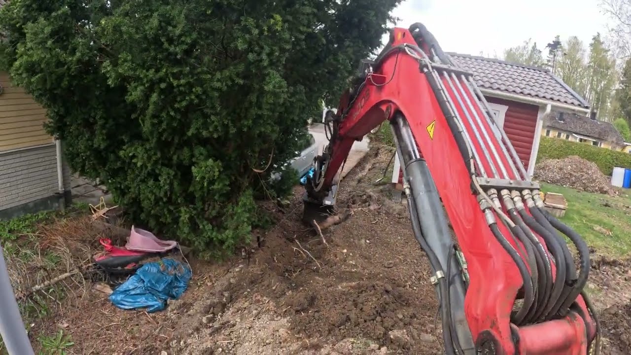Retaining wall, Part 2. Removing hedges and Excavating. Timelapse