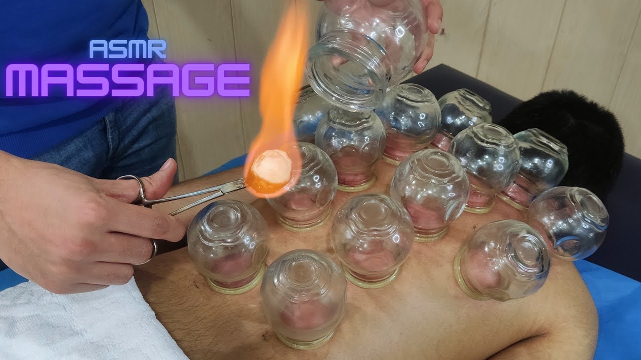 Hot cupping:asmr back massage