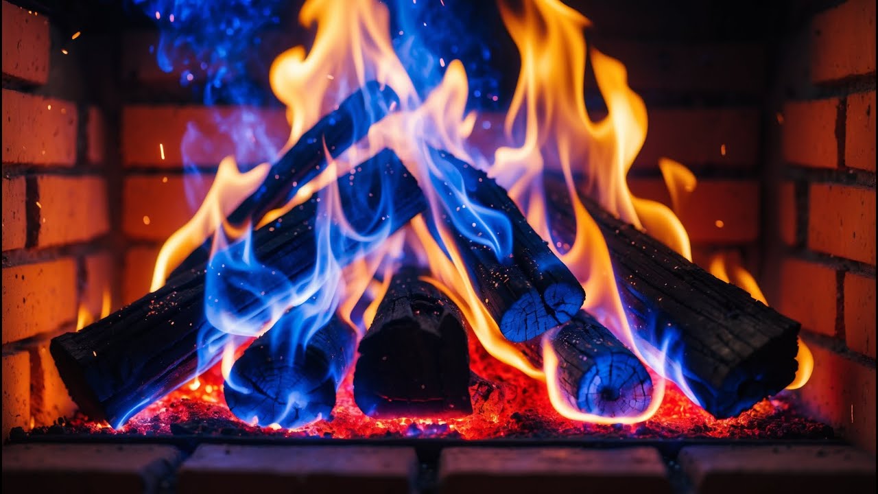 Blue & Orange Flames – Hypnotic Crackling Fireplace Ambience for Deep Sleep & Peaceful Nights