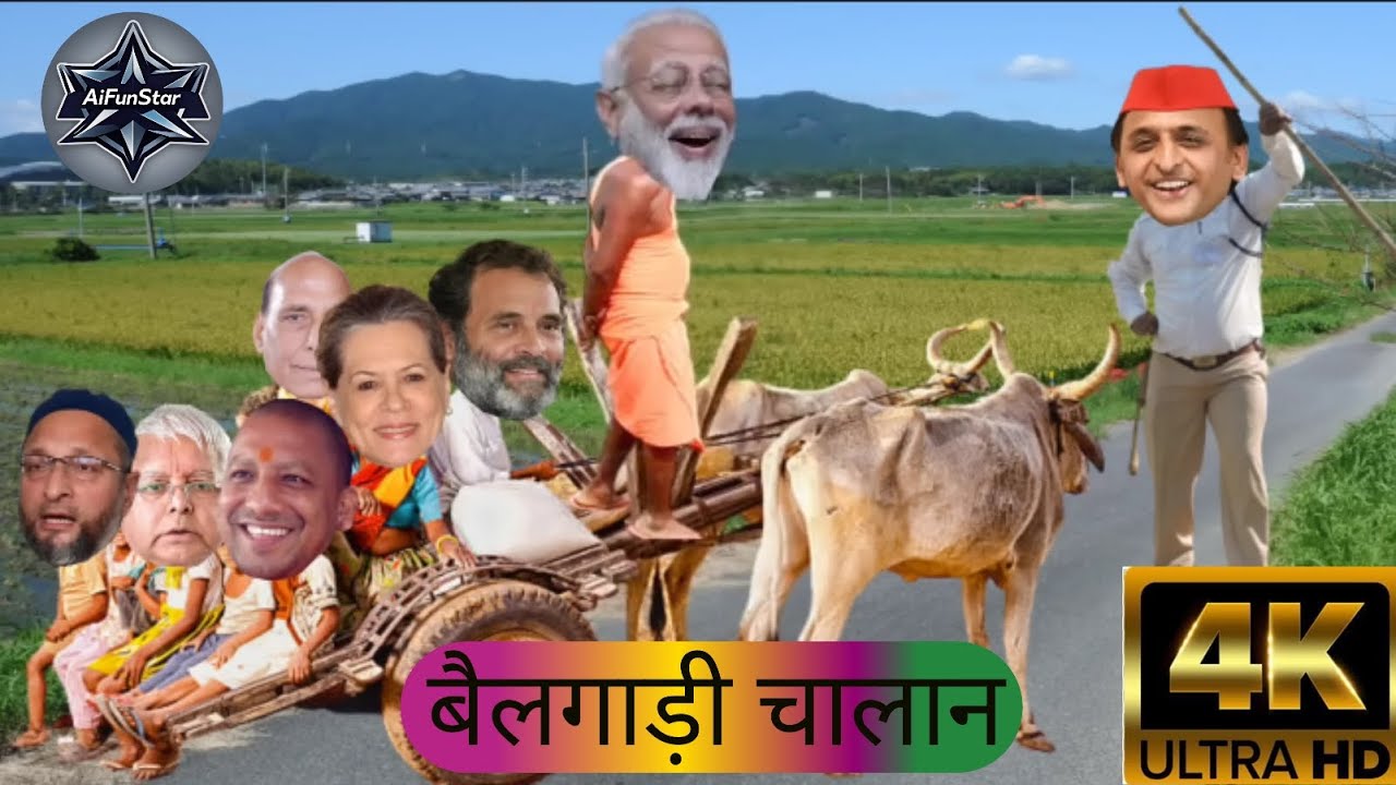 बैलगाड़ी चालान |अखलेश ने काटा बैलगाड़ी का चालान |Modi Akhilesh Chalan 4K HD Comedy Vedeo