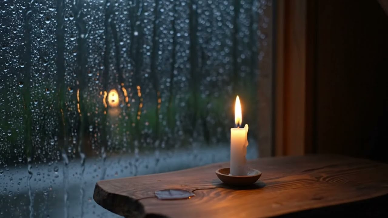 Rainy Window & Soft Candle Glow | Cozy Night Ambience for Sleep, Relaxation & Study