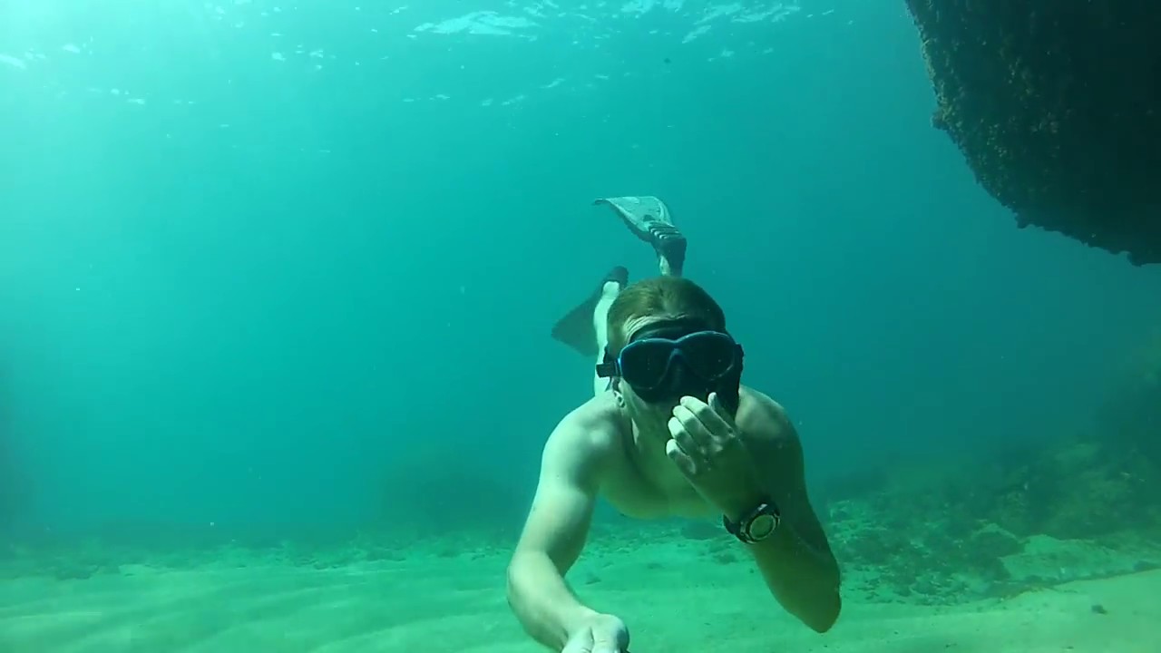 Freediving Underwater cave in Spain, Costa Brava , Lloret de mar