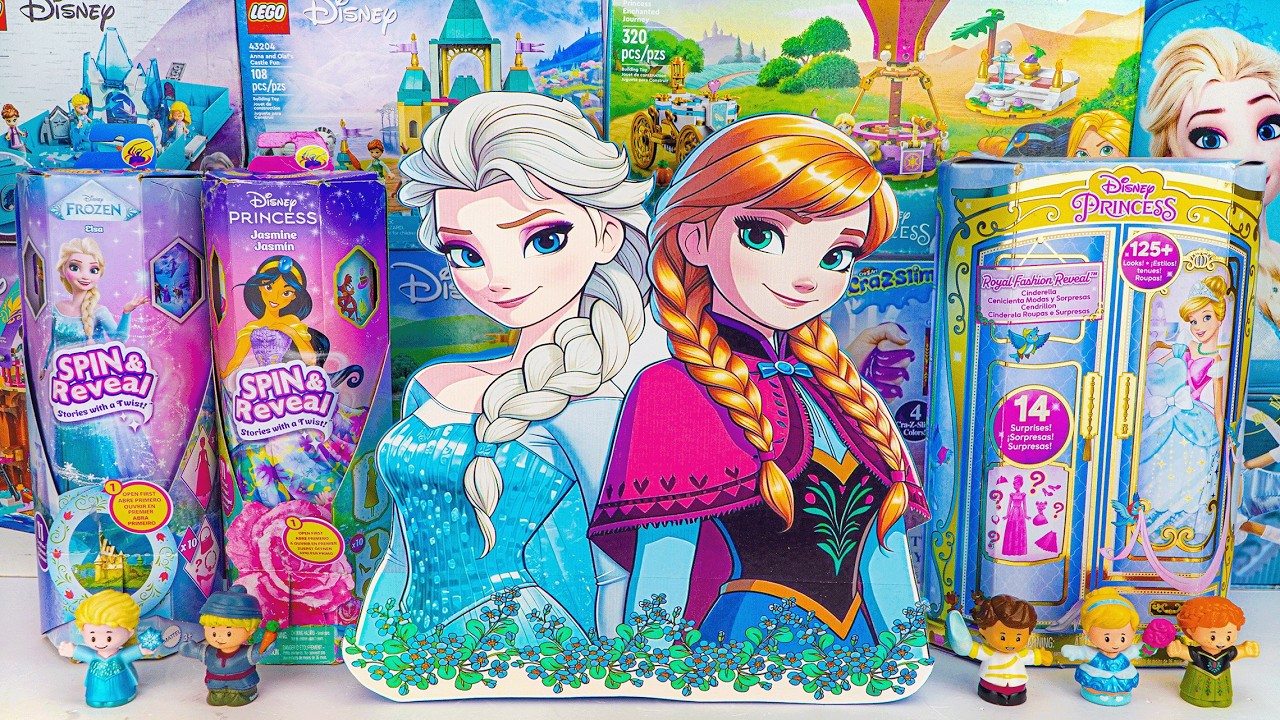 Unboxing Disney Princess Spin & Reveal Set | Cinderella's Royal Fashion Reveal | Elsa Doll Toy