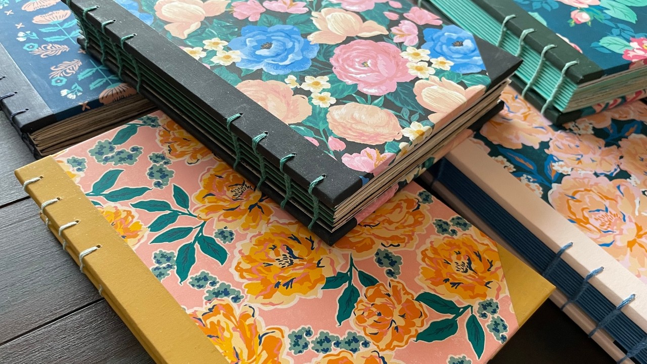 Handmade Vintage Floral Junk Journals | Coptic Bound, Quarter Cover Design & Flip-Through