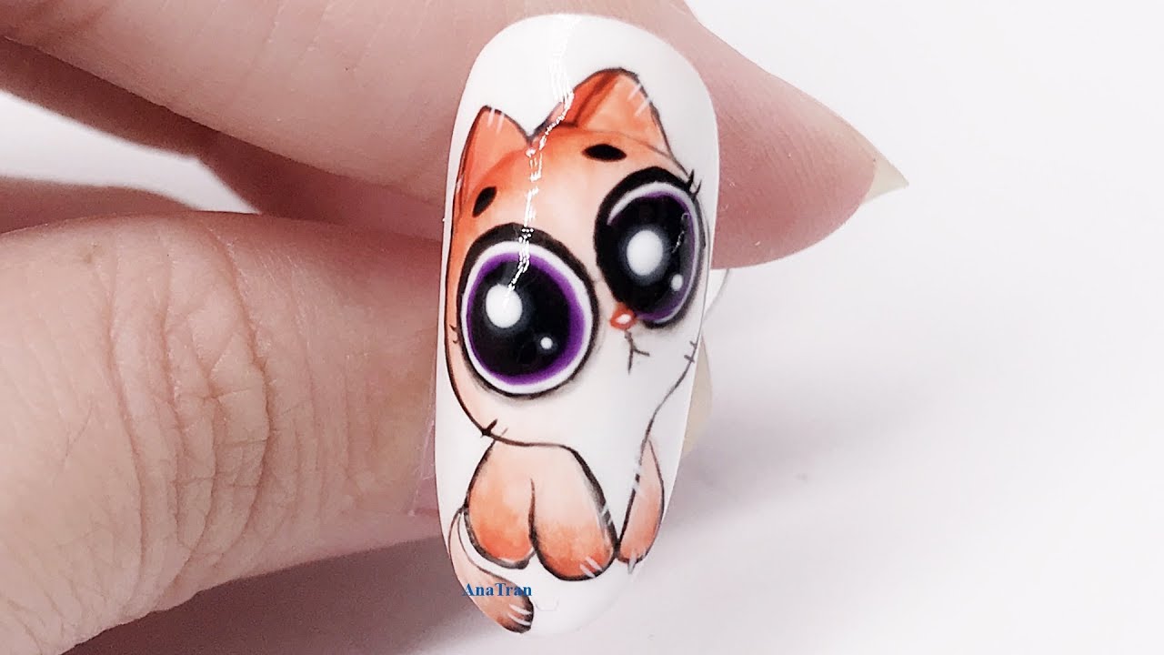 Vẽ Nail Hoạt Hình Bằng Gel Dễ Thương | AnaTran Nail