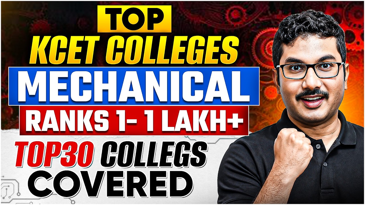 Top 30 KCET 2026 Mechanical Engineering Colleges 🚀 Rank Wise List (1 to 1 Lakh+) | Soumik Sir
