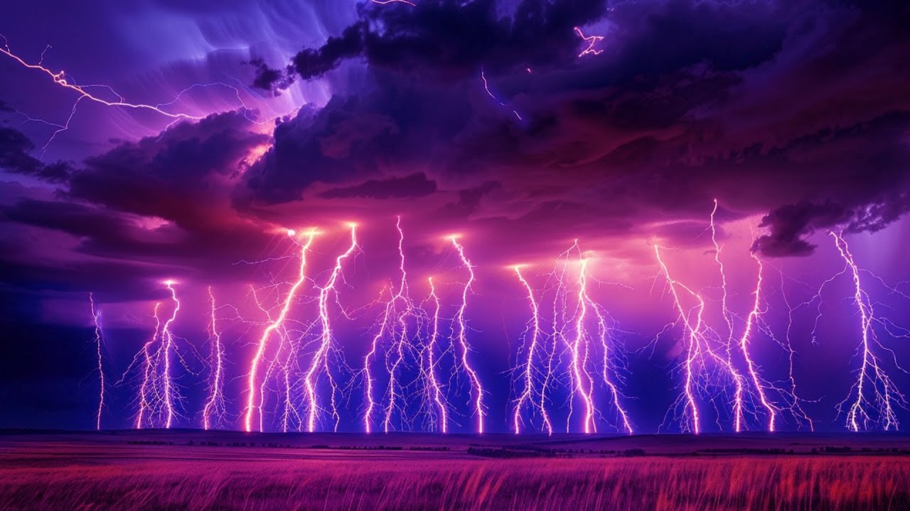 ⚡ Ночь с сильной грозой, сильным ливнем, молниями и громом | Дождь Гроза