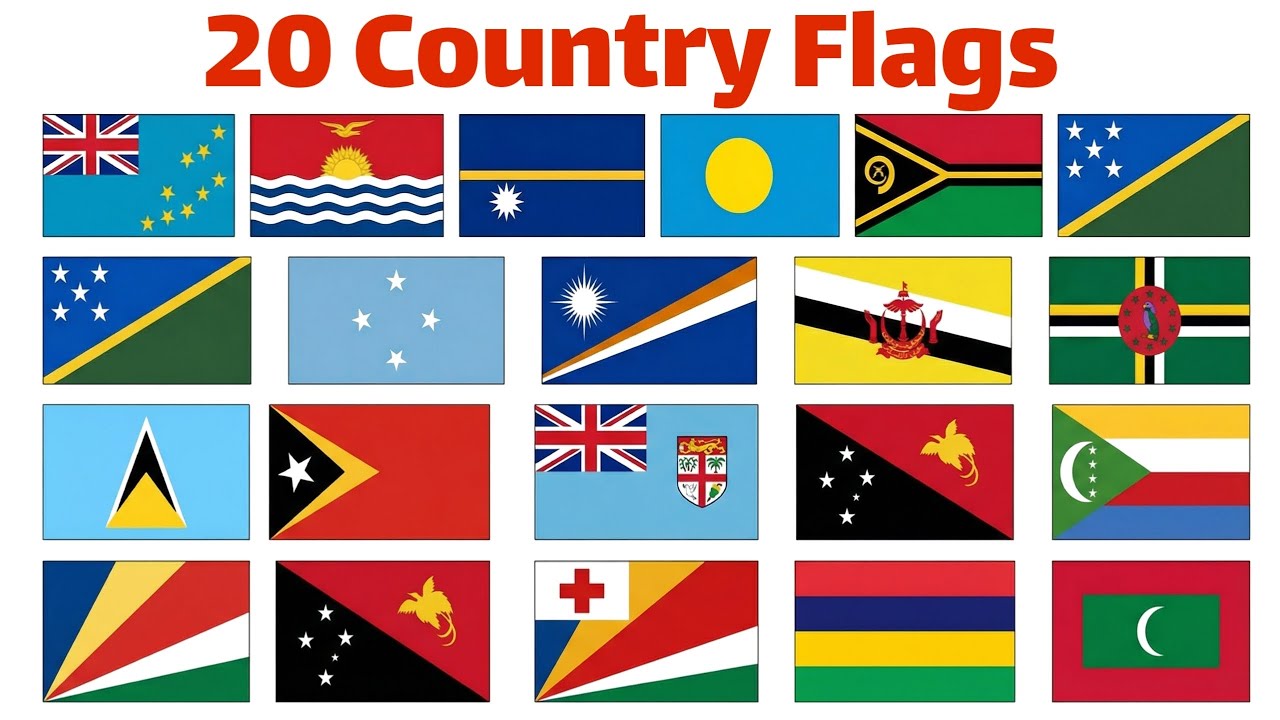 20 Rare Country Flags for Kids | Learn Country Flags in English | Educational Video