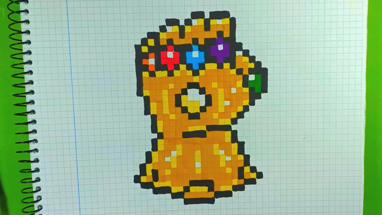 Como Dibujar el GUANTELETE DE THANOS | Pixel Art Tutorial