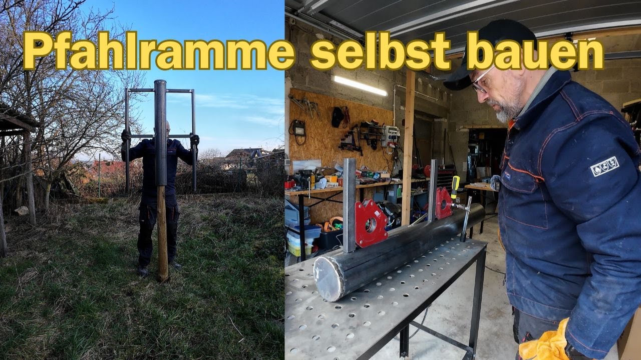 DIY Pfahlramme selbst bauen Eigenbau aus Stahl Handramme Pfostenramme Pfahlhammer Zaunbau