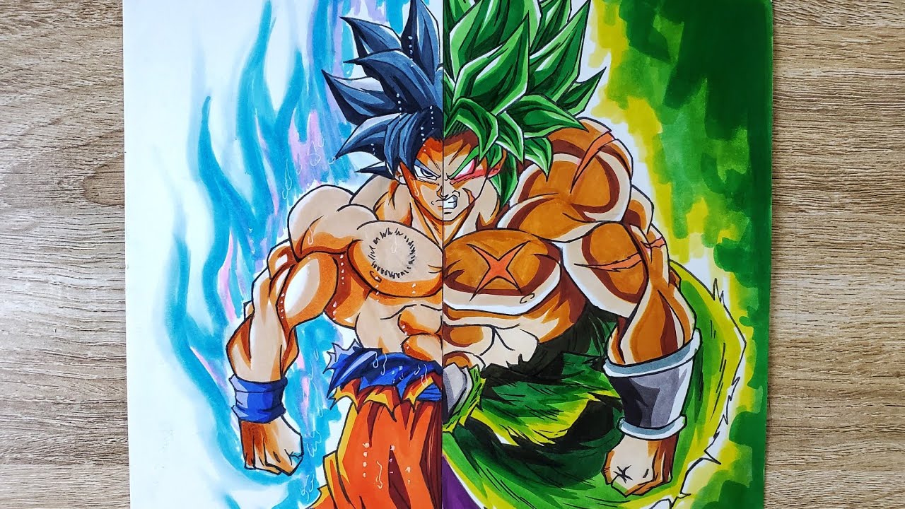 Drawing Goku Mastered Ultra instinct Vs Broly The Legendary Super Saiyan💥