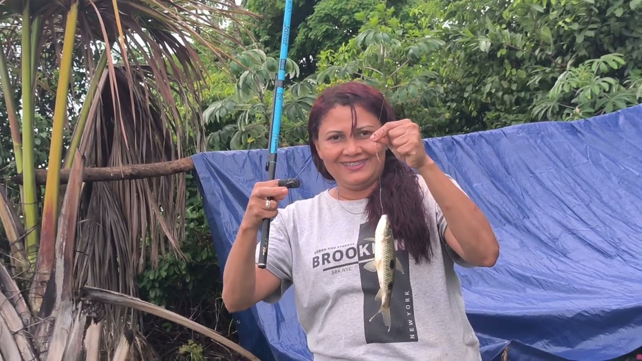 Novo local de pesca com muita chuva 