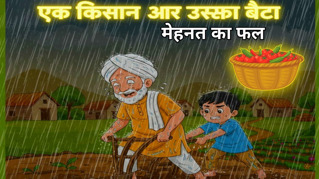 एक किसान और उसका बेटा । Hindi kahani | cartoon story in hindi | village story hindi