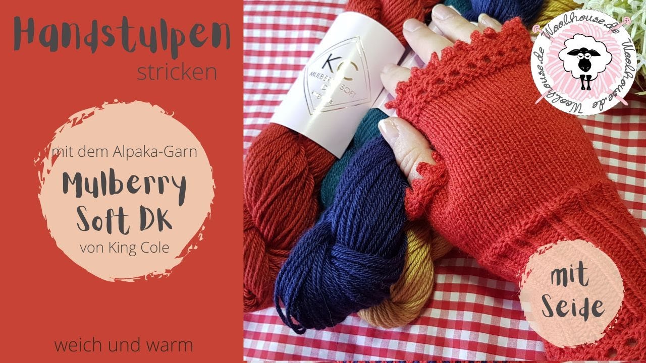 Handstulpen stricken / süße Borte / weich mit Alpaka