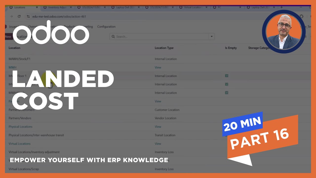 Inventory Landed Coast at Odoo 18 - كيفية إضافة التكاليف الإضافية على تكلفة المنتجات في أودوو 18