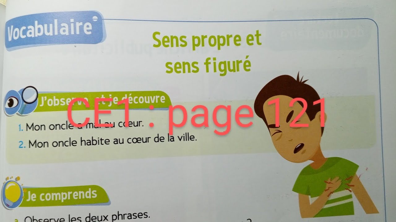 CE1 : Vocabulaire : Sens propre et sens figuré page 121. Le trésor des mots