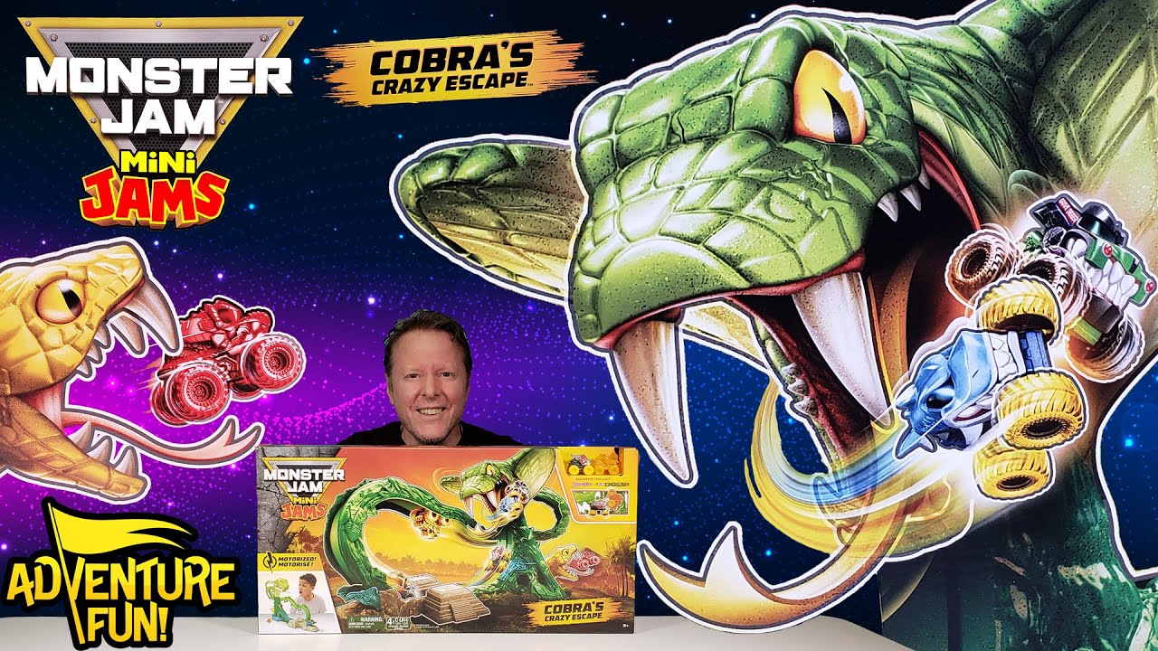 Обзор игрушечных моторизованных гоночных машинок и гоночной трассы Monster Jam Cobra&rsquo;s Crazy Esca...