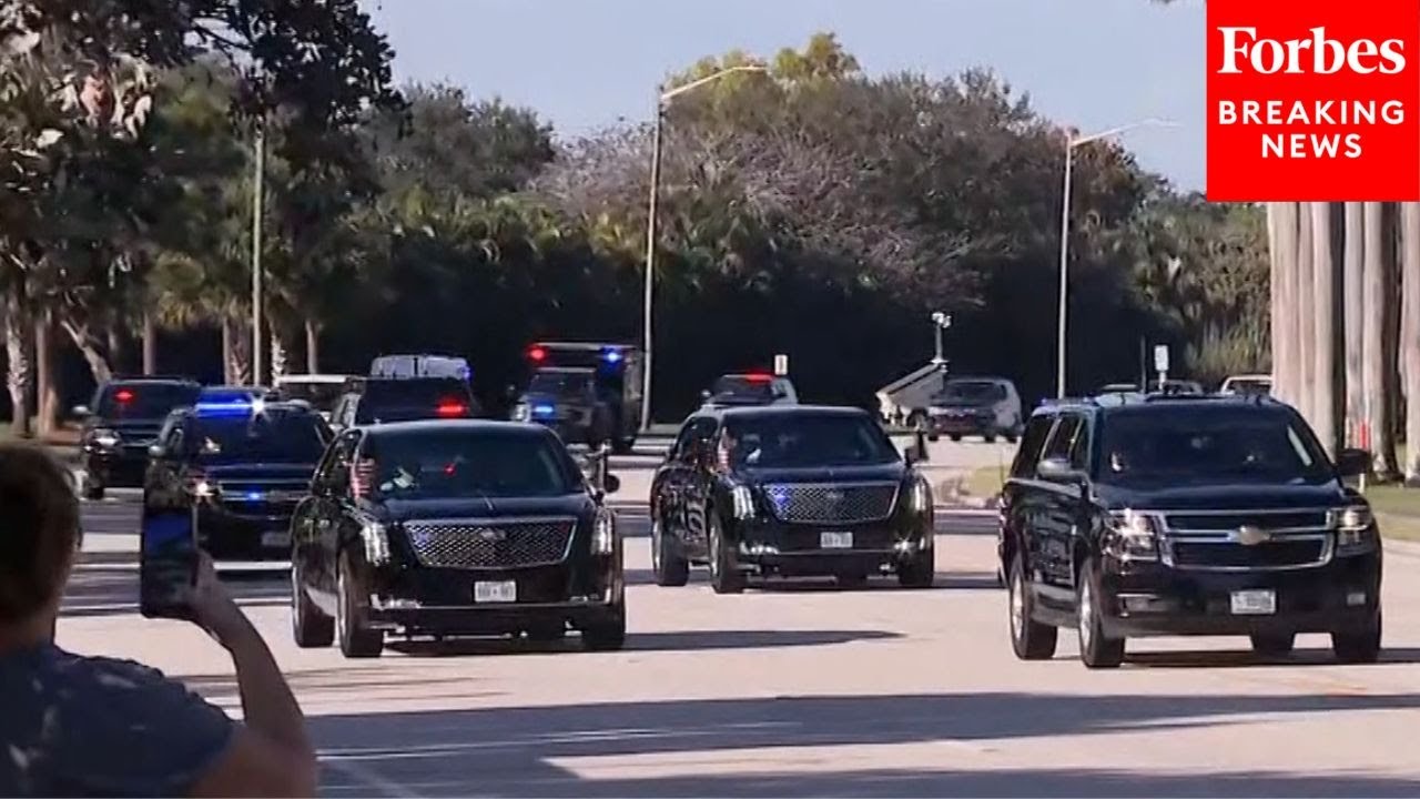 JUST IN: President Donald Trump Arrives At Trump International Golf Club In West Palm Beach, Florida