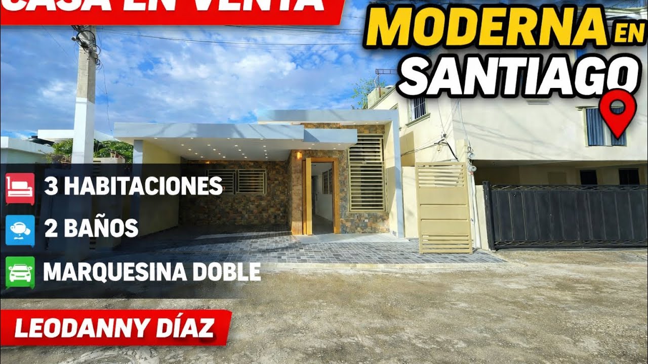 CASA MODERNA DE UN NIVEL EN VENTA EN SANTIAGO 🏡