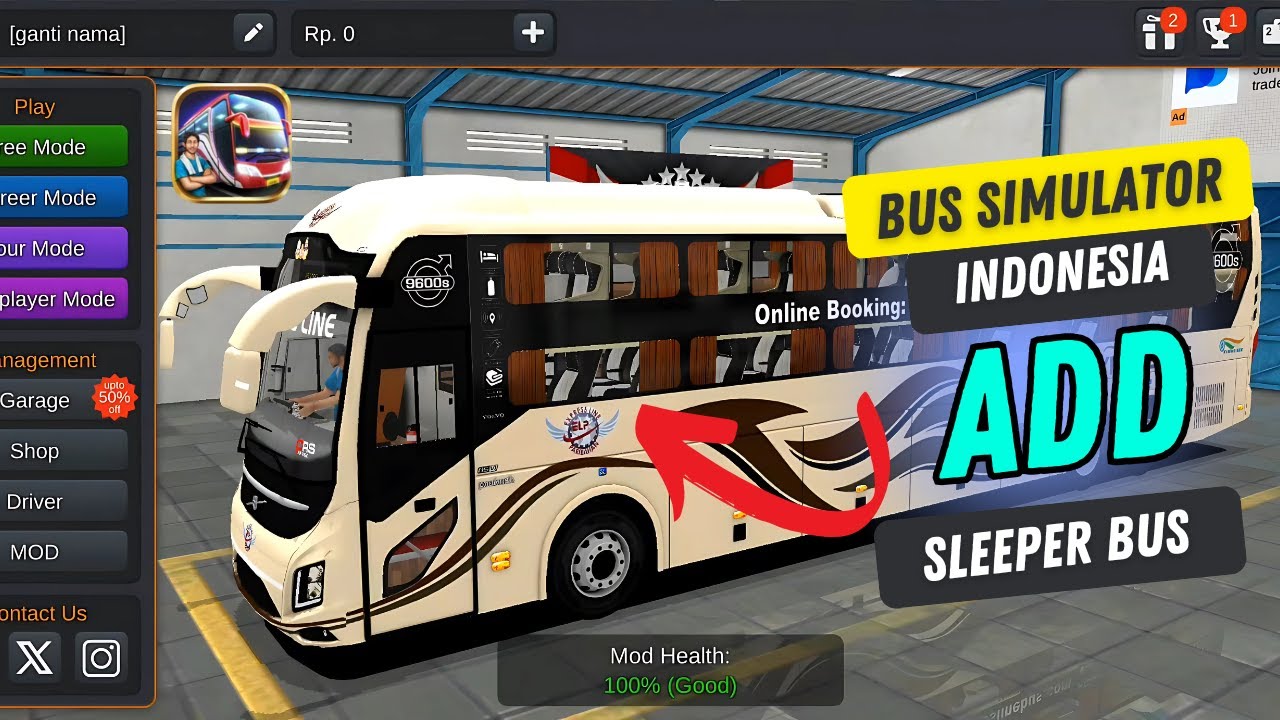 Add Volvo Sleeper 9600 Bus Mod For Bussid In Bus Simulator Indonesia | Tech Usama