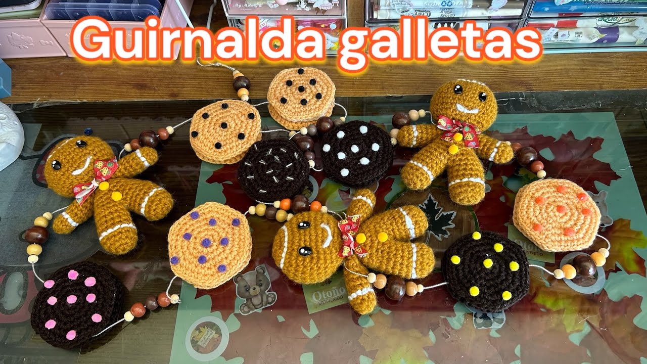Cómo tejer Guirnalda galleta navidad amigurumi paso a paso tutorial crochet (subtítulos)
